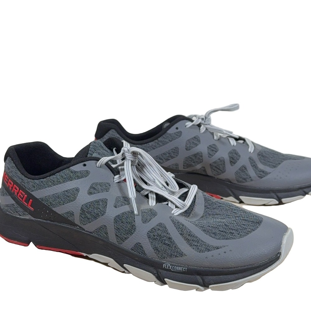 Merrell Bare Access Flex J48873 Athletic Shoes Men's 10 Grey Black Red Mesh